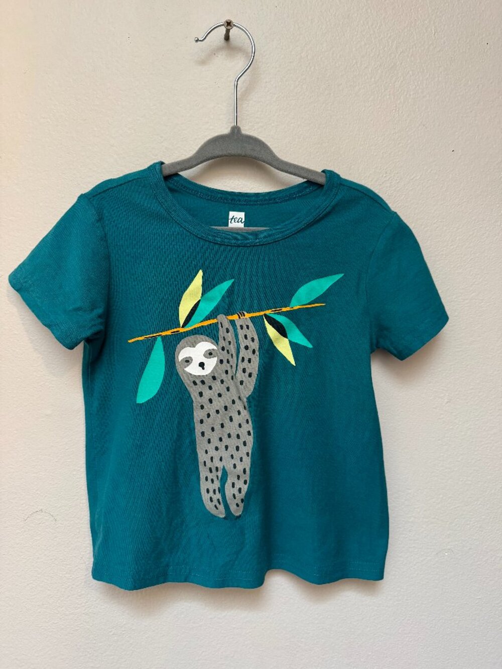 Tea Collection Sloth Graphic T-Shirt 18-24 Months Teal Short Sleeve Toddler